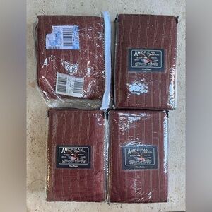 American Living GLITTER STRIPE 4 Sheer Tailored Panels 50"x95" ~ Burgundy  New